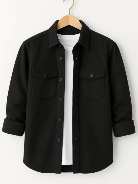 Siyah Sade Oduncu Gömleği