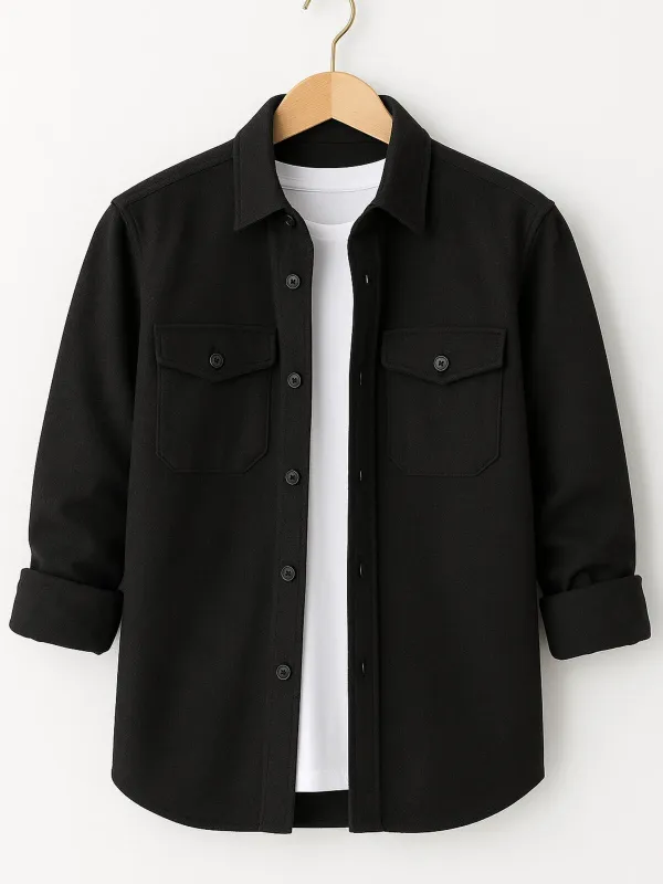 Siyah Sade Oduncu Gömleği